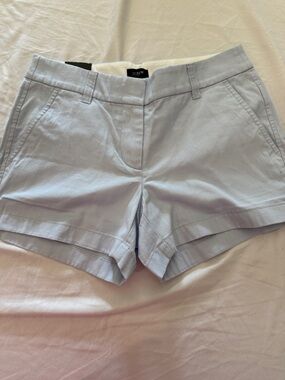 J. Crew Light Blue High-Waist Cotton Chino Shorts